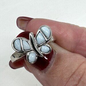 Sterling Silver butterfly ring with mother of pearl stone
